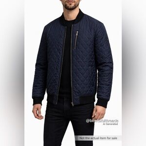 Men’s Navy Quilted Bomber Jacket M RockandBlue Scandinavian